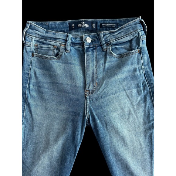 Hollister Womens Jeans 3‎ blue distressed high-rise super skinny stretch W26 L28 - Picture 7 of 13